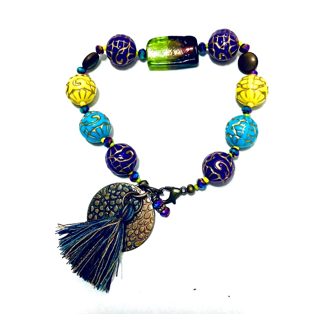 Mardi Gras Party Gras Handmade Tassle Bracelet by McGlamorous